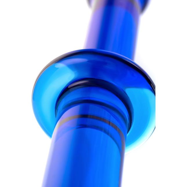 Гладкий анальный фаллос синего цвета - 25 см - Sexus Glass. Фотография 4.