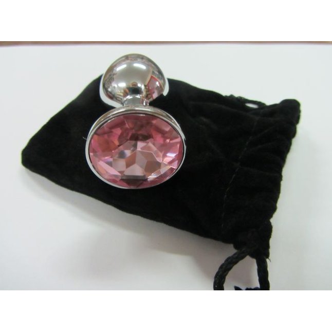 Анальная пробка BUTT PLUG Small с розовым кристаллом - 7 см. Фотография 2.