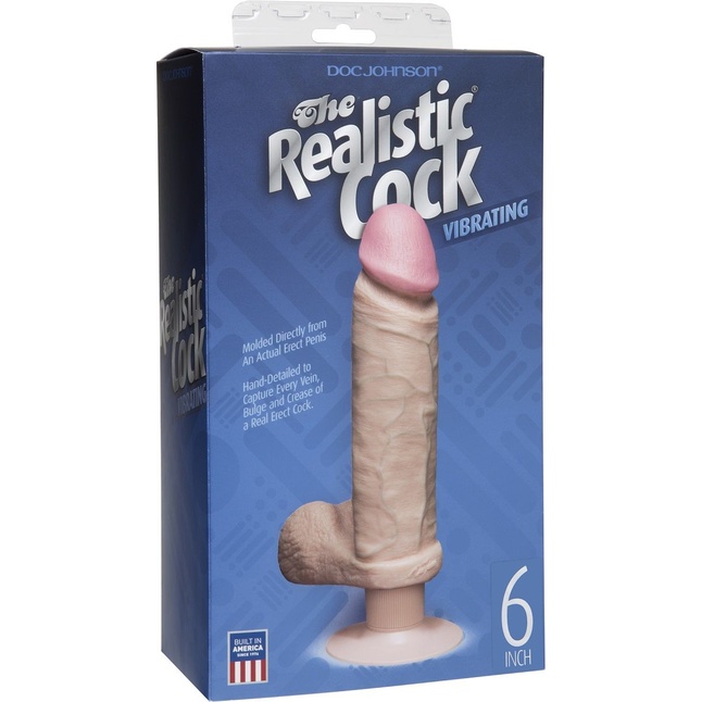 Вибромассажер-реалистик телесного цвета на присоске The Realistic Cock Vibrating 6” - 21,6 см - The Realistic Cock. Фотография 3.