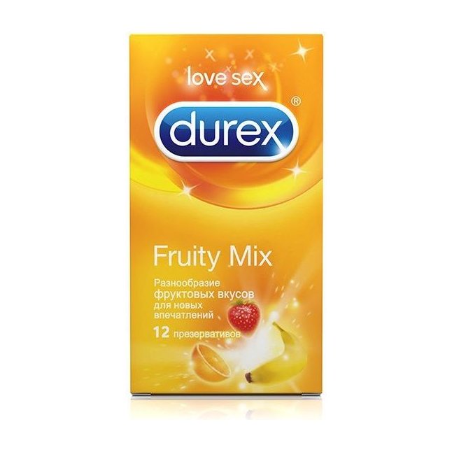 Презервативы с фруктовыми вкусами Durex Fruity Mix - 12 шт