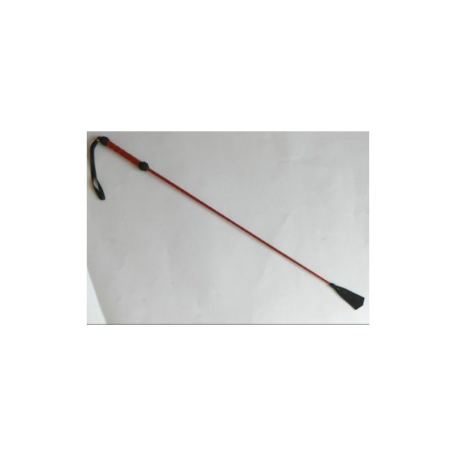 Длинный плетеный стек с красной лаковой ручкой - 85 см