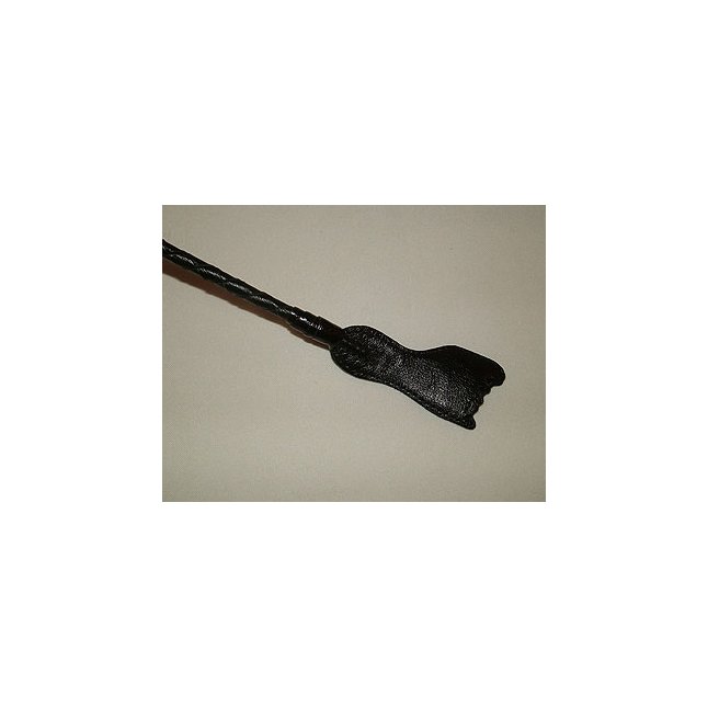 Чёрный стек с плетеной ручкой и наконечником-ступнёй - 70 см