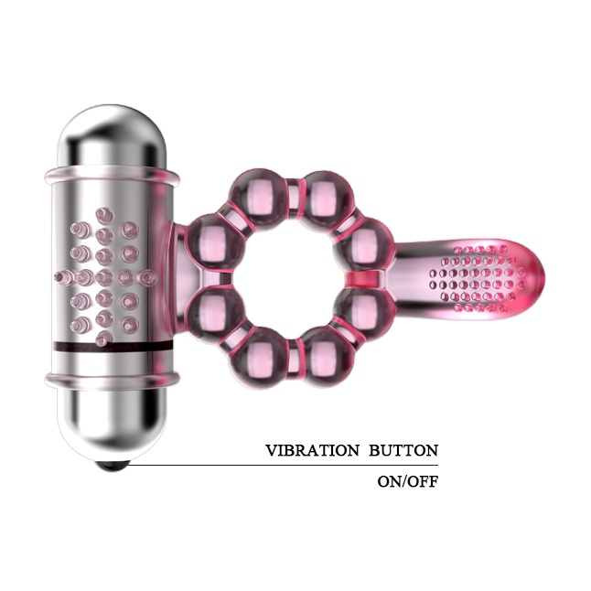 Розовое эрекционное кольцо с вибростимуляцией клитора Baile. Фотография 4.