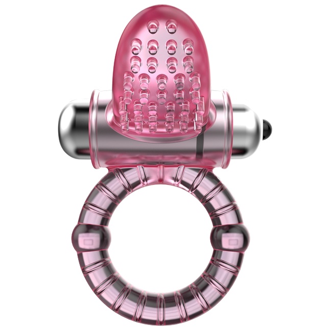 Эрекционное кольцо с вибростимулятором клитора в форме язычка. Фотография 2.