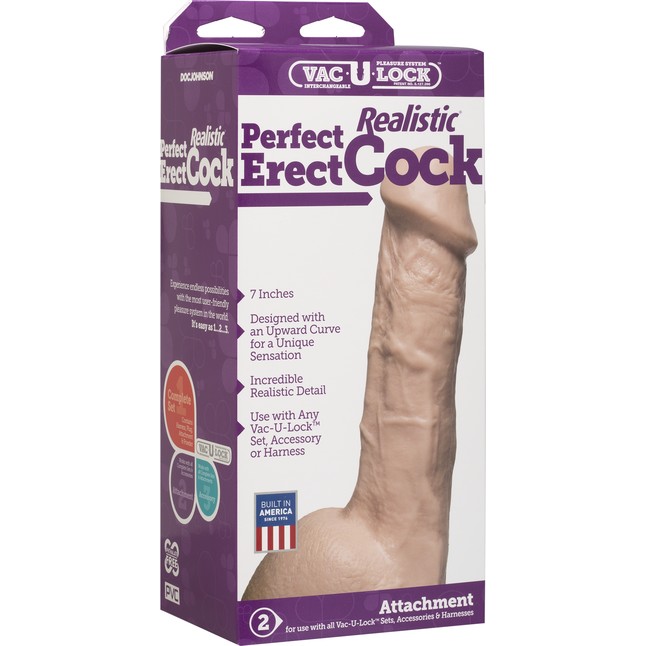 Реалистичная насадка 7 Realistic Perfect Erect Cock - 18,5 см - Vac-U-Lock. Фотография 6.