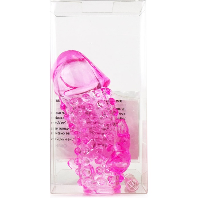 Розовая насадка со стимуляторами ануса и клитора - 12,5 см. Фотография 2.