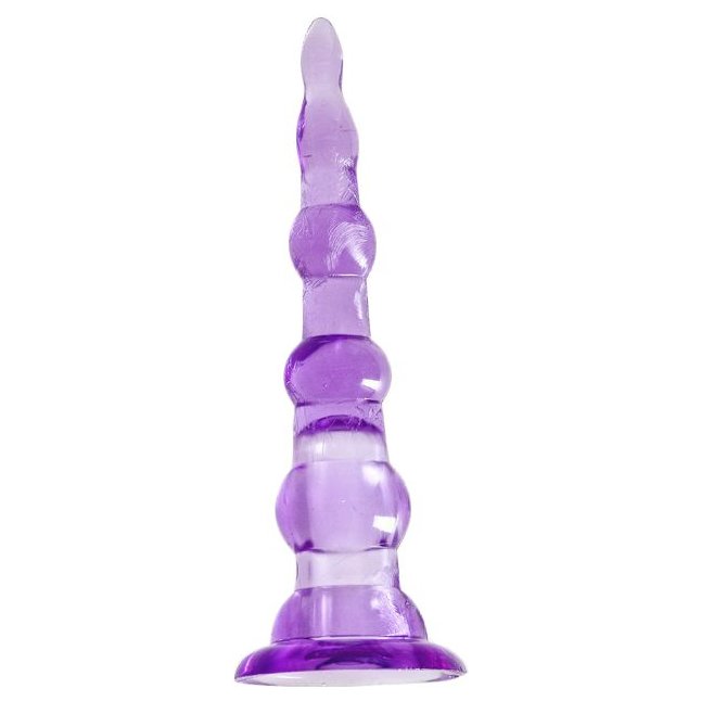 Фиолетовый анальный вибромассажёр-ёлочка - 14,5 см