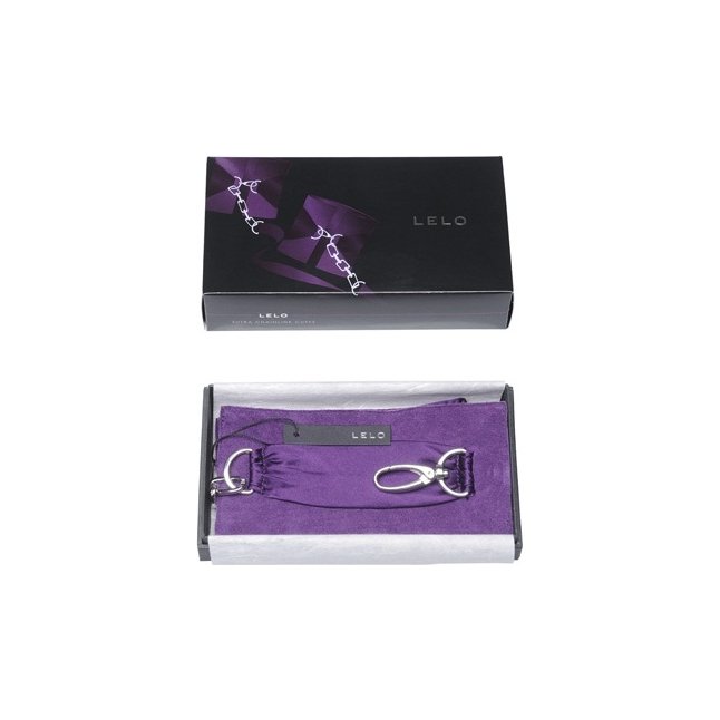 Фиолетовые шелковые наручники с цепочкой Sutra. Фотография 3.