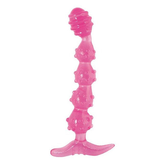 Розовые анальные шарики на жесткой сцепке - 25,4 см - Basic