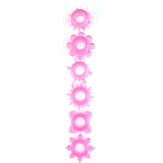 Набор из 6 розовых эрекционных колец. Фотография 2.