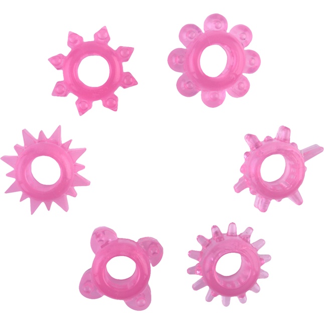 Набор из 6 розовых эрекционных колец