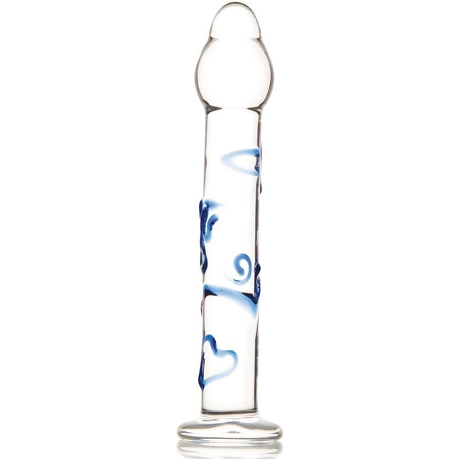 Стеклянный фаллос с объемными узорами и головкой - 19 см - Sexus Glass