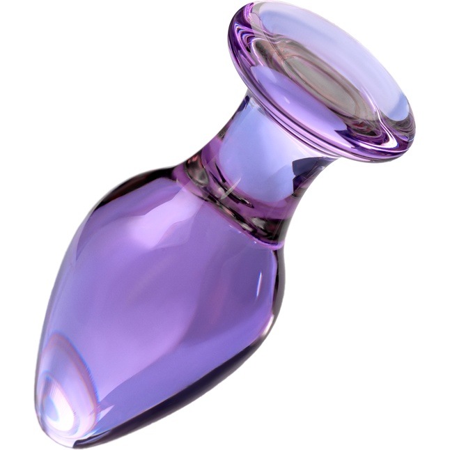 Фиолетовая стеклянная анальная пробка - 10 см - Sexus Glass. Фотография 2.