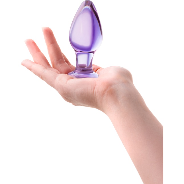 Фиолетовая стеклянная анальная пробка - 10 см - Sexus Glass. Фотография 3.