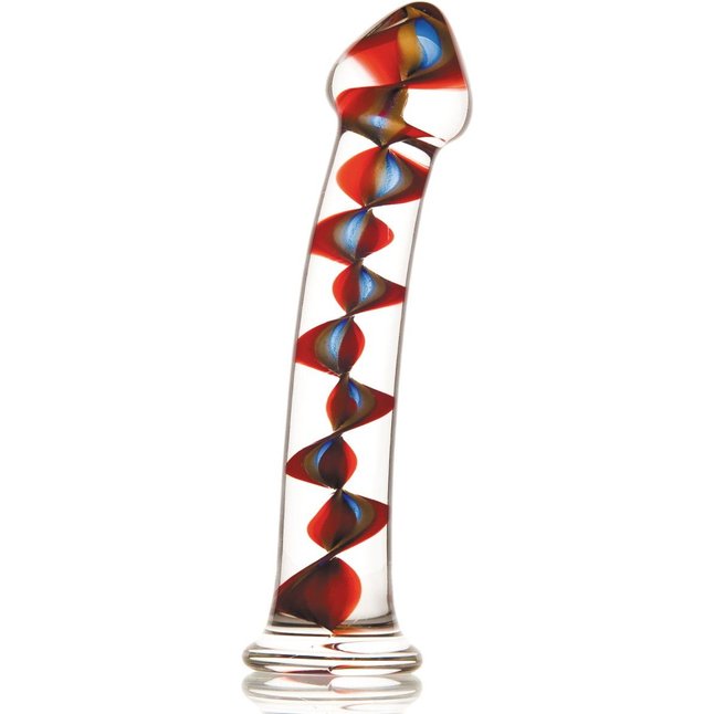 Стеклянный фаллос со спиралью внутри - 18 см - Sexus Glass