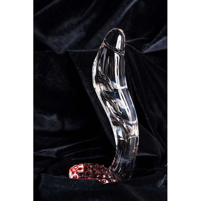 Загнутый фаллос с выпуклыми точками - 17,5 см - Sexus Glass. Фотография 10.