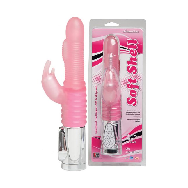 Розовый вибромассажер с клиторальным стимулятором - 18 см - Sensation