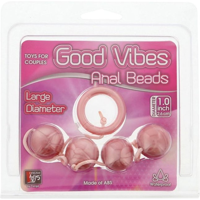 Розовые перламутровые анальные шарики большого диаметра - Good Vibes. Фотография 2.