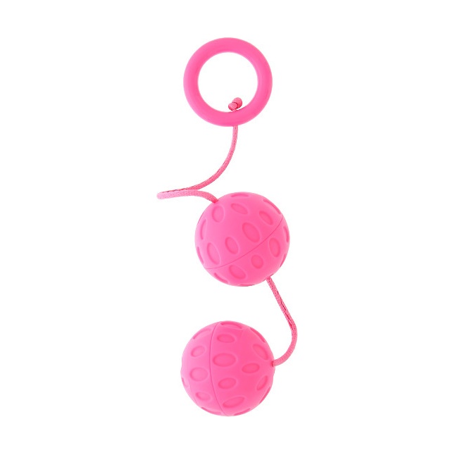 Розовые вагинальные шарики с рельефом GOOD VIBES ROTO BALLS - Good Vibes