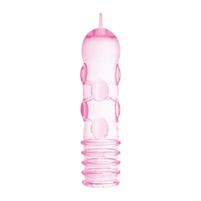 Розовая рельефная насадка на пенис или вибратор NUBS