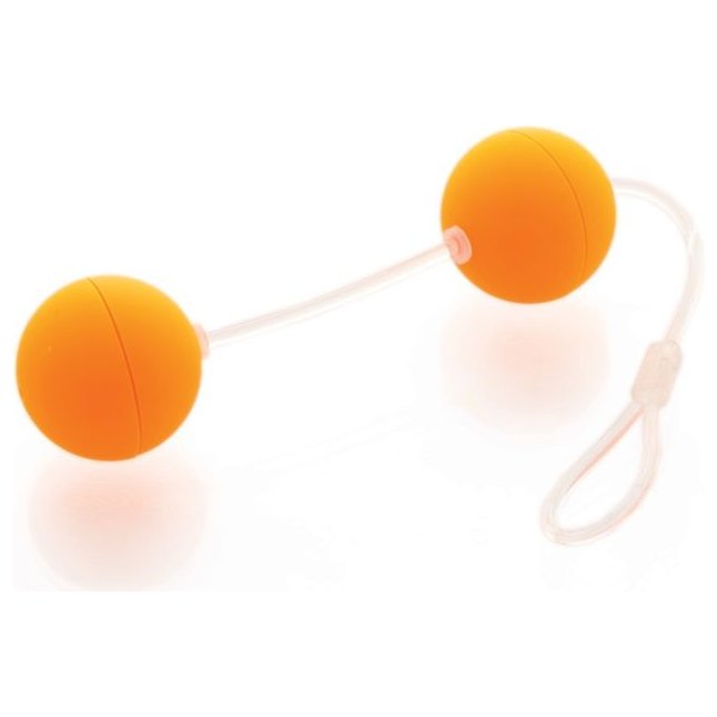 Оранжевые вагинальные шарики на прозрачной сцепке - Sexus Funny Five
