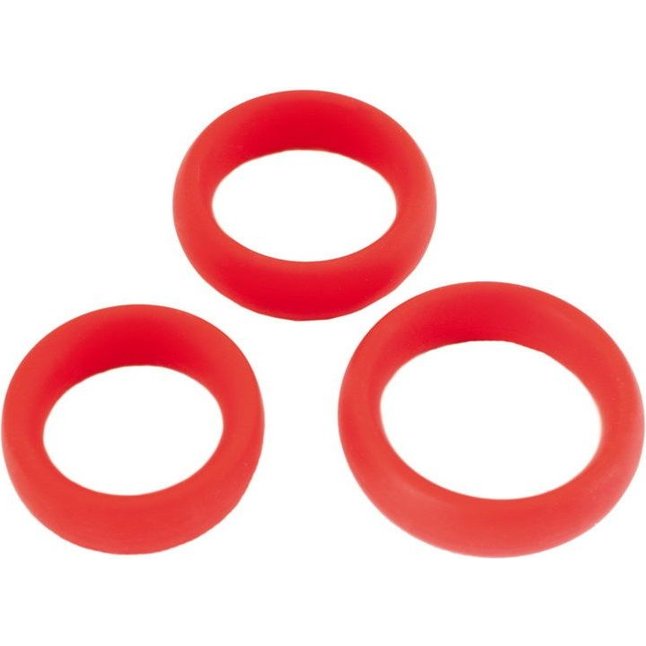 Набор из 3 красных эрекционных колец - Black Red