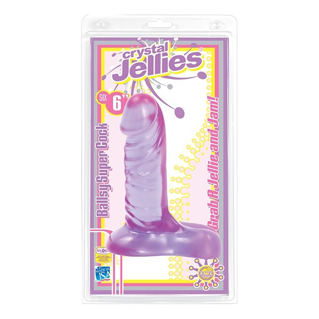 Гелевый рельефный фаллоимитатор фиалкового цвета Crystal Jellies - 15 см - Crystal Jellies. Фотография 2.
