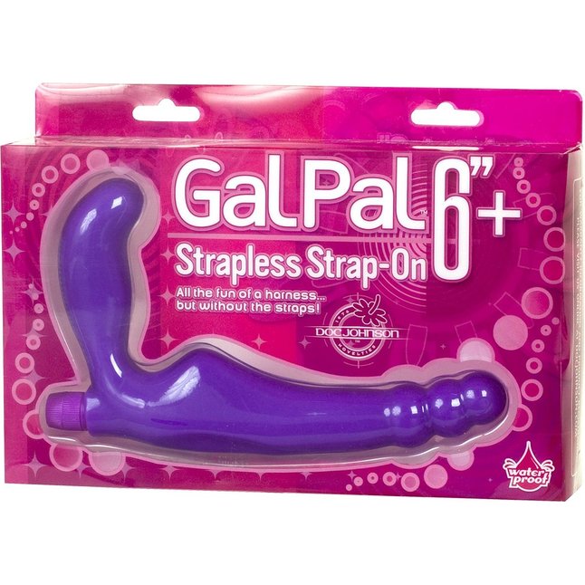 Фиолетовый безремневой вибрострапон Gal Pal Strap-On 6 Strapless Harness - 17 см. Фотография 3.