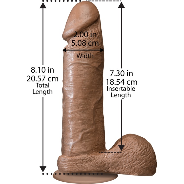 8-дюймовый фаллоимитатор-мулат с мошонкой - 18 см - The Realistic Cock. Фотография 2.
