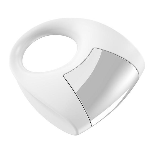 Белое эрекционное кольцо B8 с вибрацией. Фотография 2.