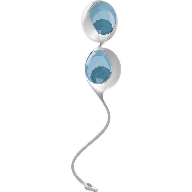 Голубые вагинальные шарики L1 со сменными бусинами серого цвета