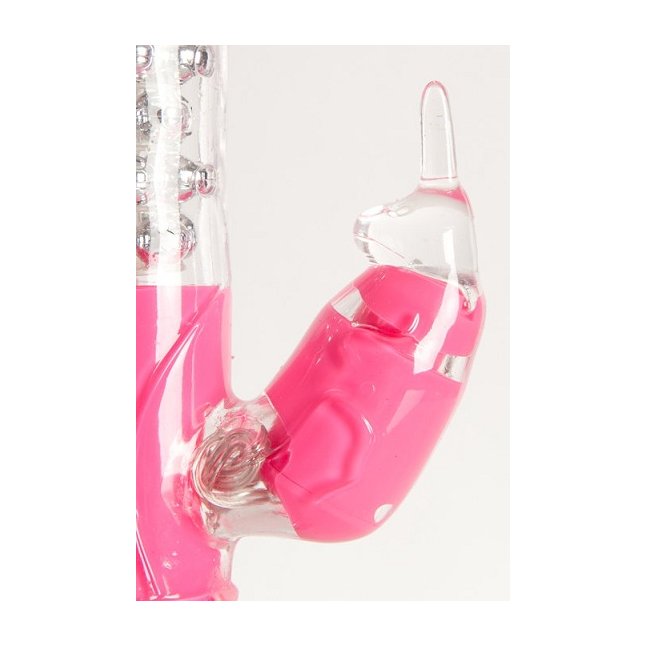 Розовый вибратор с вращающимися шариками и стимулятором клитора. Фотография 3.