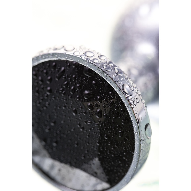 Маленькая серебристая анальная втулка с чёрным кристаллом - 6 см - Metal. Фотография 8.