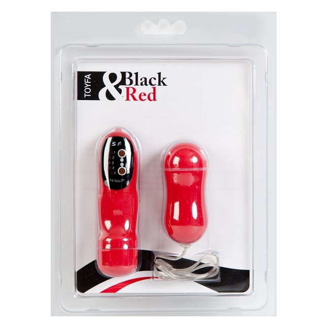 Красное виброяичко с пультом ДУ - 7 см - Black Red. Фотография 2.