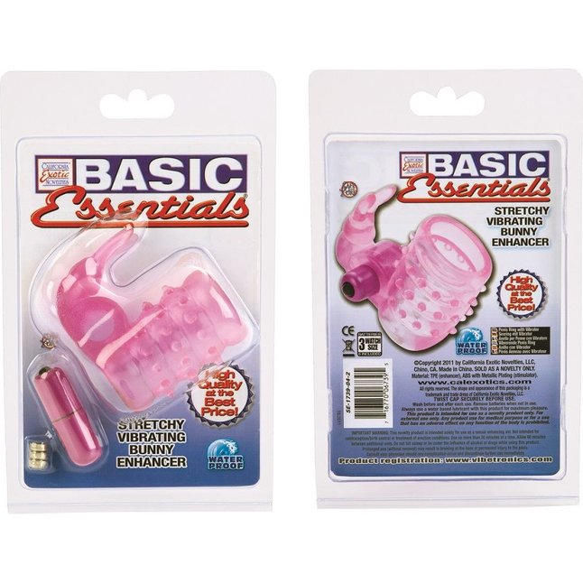 Розовое эрекционное кольцо с вибростимулятором клитора BASIC ESSENTIAL - Basic Essentials. Фотография 2.