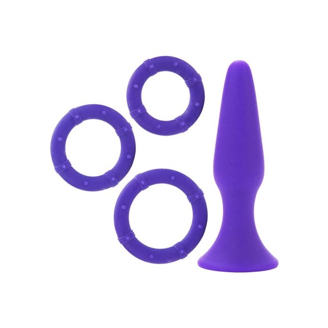 Фиолетовый набор: анальная пробка эрекционные кольца - Posh