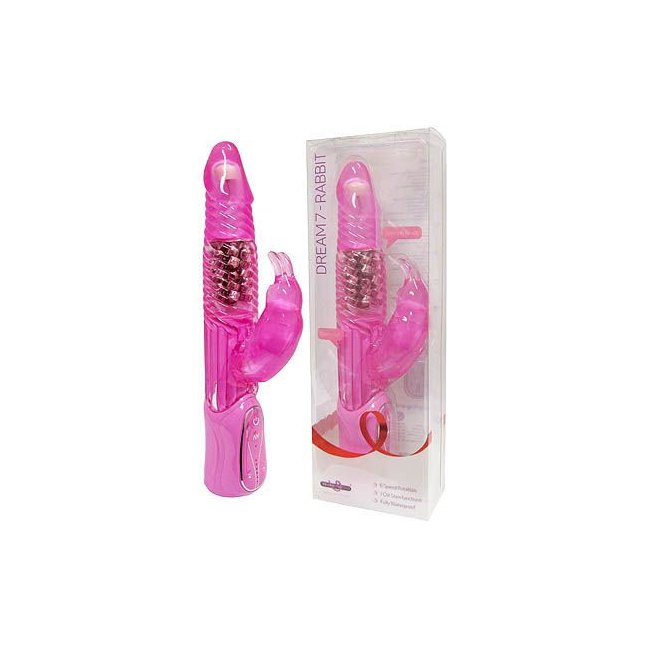 Восхитительный розовый ротатор со стимуляцией клитора Dream Rabbit - 19 см - Premium Range