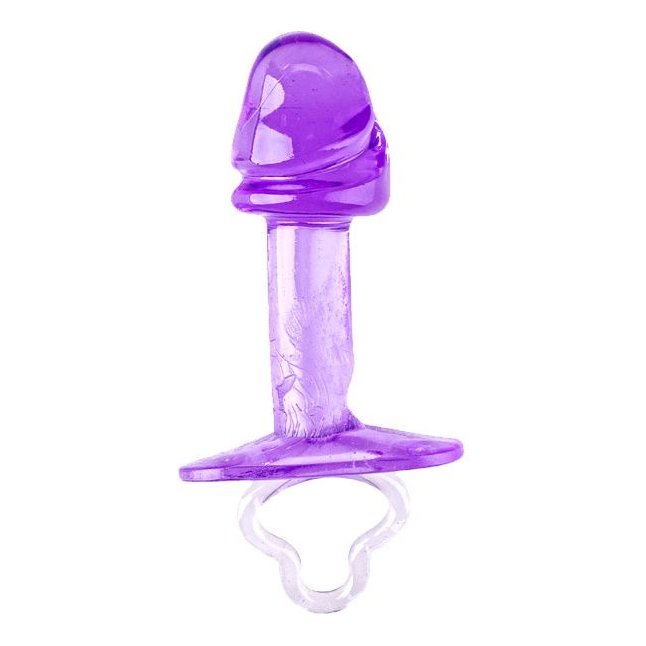 Фиолетовая анальная пробка с фаллической головкой - 9 см