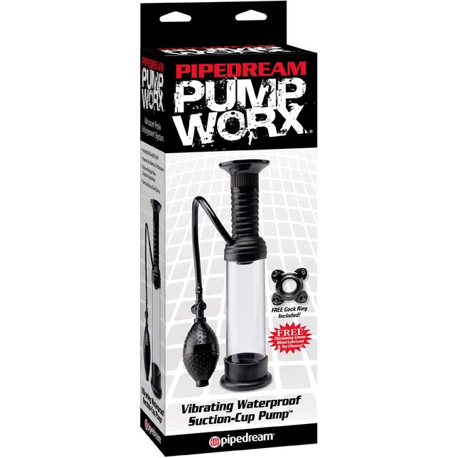 Мужская вакуумная помпа для пениса с вибрацией - 18 см - Pump Worx. Фотография 2.