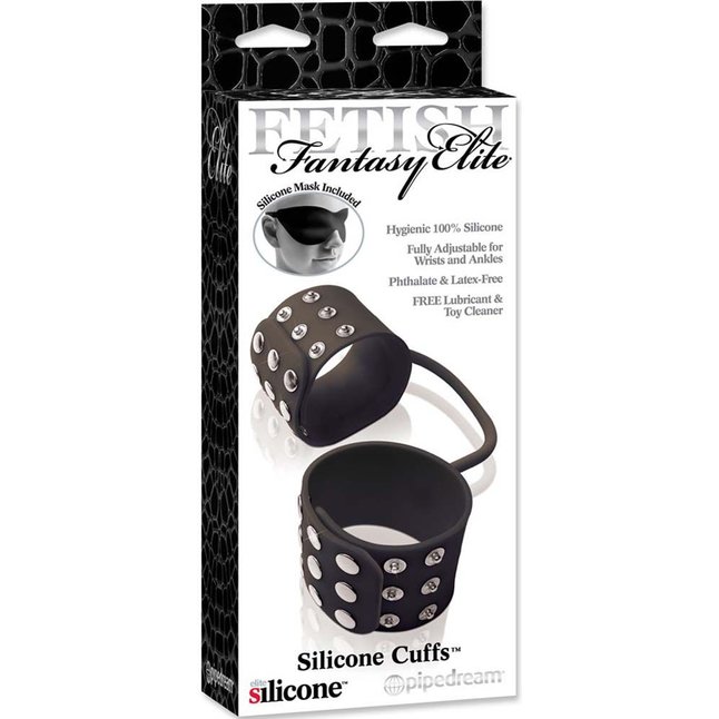 Черные наручники из силикона SILICONE CUFFS - Fetish Fantasy Elite. Фотография 3.