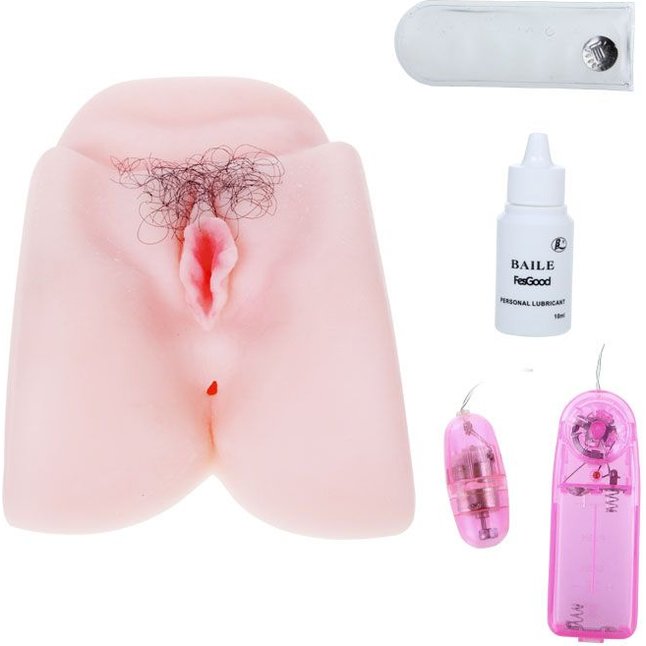 Мастурбатор-вагина с вибрацией и волосками. Фотография 3.