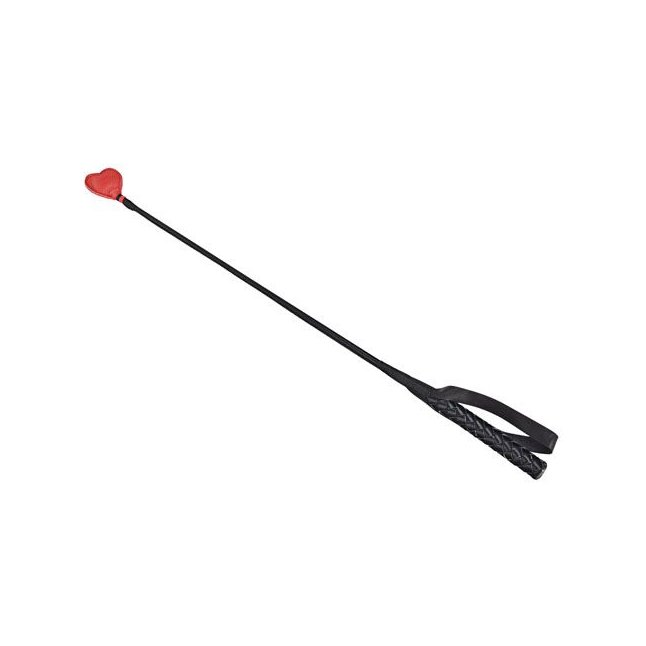Черный хлыст с красным наконечником в виде сердца - 68 см