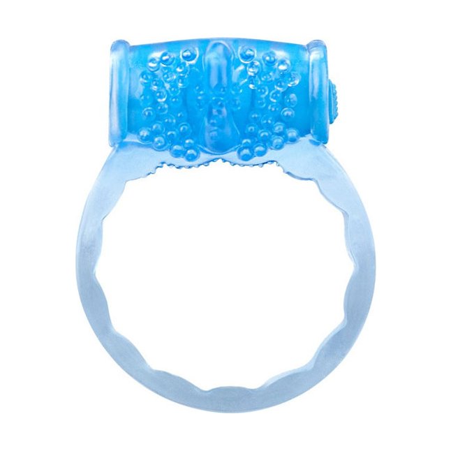 Голубое любовное вибро-кольцо со стимуляцией клитора