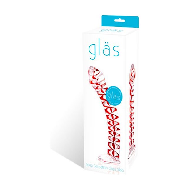 Изогнутый стеклянный фаллос с декоративной спиралью внутри, 20 см. Фотография 2.