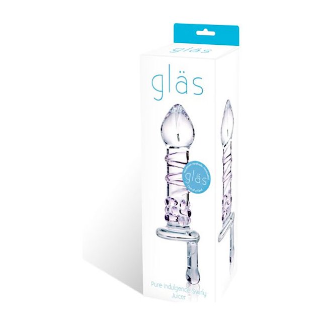 Стеклянная анальная пробка с ручкой - 13 см. Фотография 2.