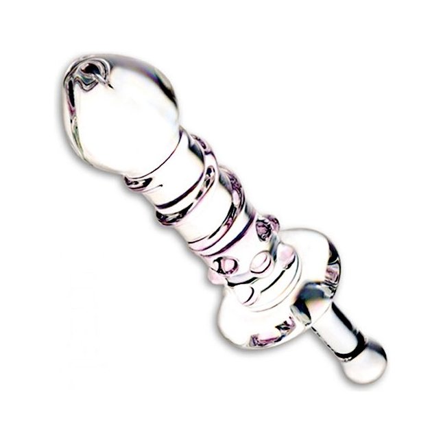 Стеклянная анальная пробка с ручкой - 13 см