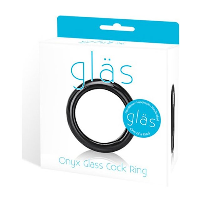 Черное стеклянное кольцо ручной работы - 4 см. Фотография 2.