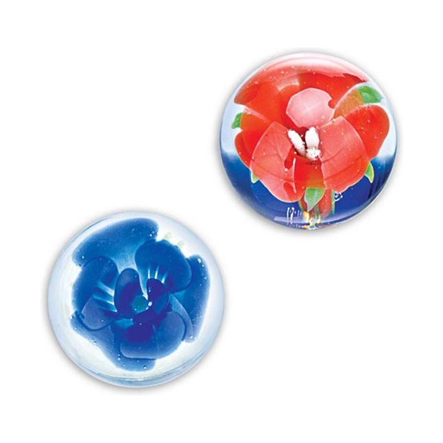 Стеклянные вагинальные шарики Wild Orchid (синий, красный) - 2,5 см
