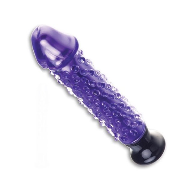 Фиолетовый стеклянный вибратор с массажными точками Spiked Punch - 20 см