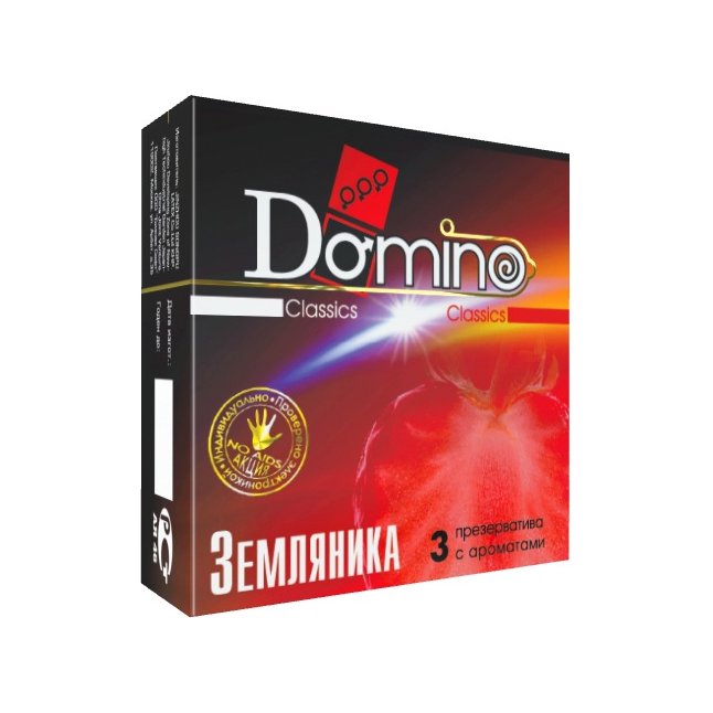 Ароматизированные презервативы Domino Земляника - 3 шт - Domino Premium